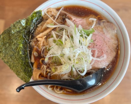 Ramen in a soy-based soup at Men Endo