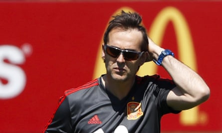 Julen Lopetegui leads a training session in Krasnodar on Tuesday before his departure was confirmed.