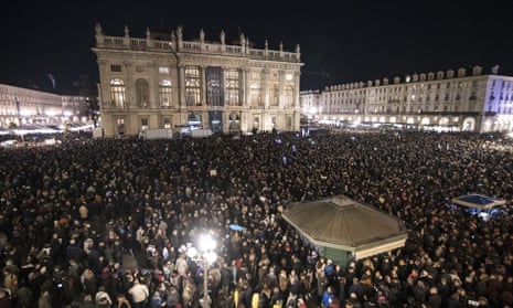 An anti-Salvini Sardine protest in Turin.