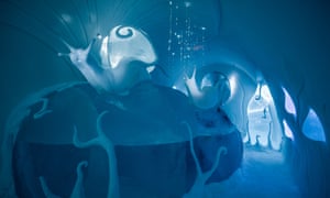 An interior shot of a suite in the Ice Hotel