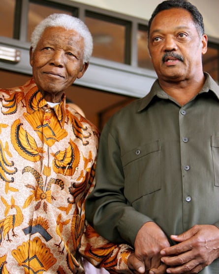 Jesse Jackson and Nelson Mandela in South Africa, 2005.