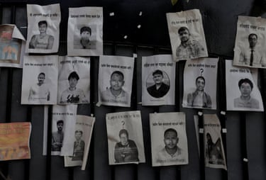 Black and white photographs of protesters who died in Kathmandu