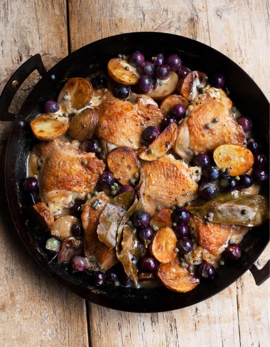 Grape expectations: chicken with grapes, cider and cream.