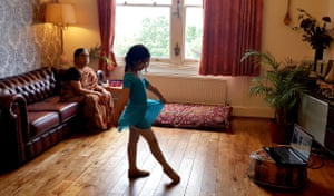 Sister attending online ballet class