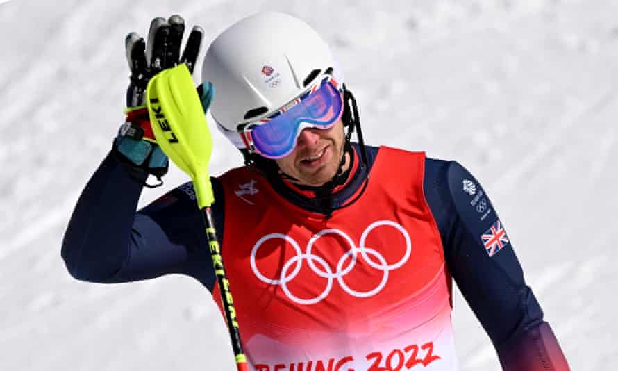 David Ryding takes part in the second run of the men’s slalom at what is likely his last Olympics.