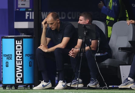 Thomas Tuchel shows his disappointment during England’s World Cup semi-final against Argentina.