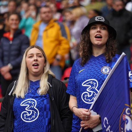 Chelsea fans sing the national anthem