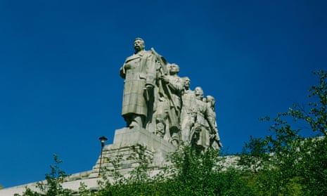 The Stalin monument in Letná park, Prague. It was unveiled in 1955 and destroyed in 1962. 