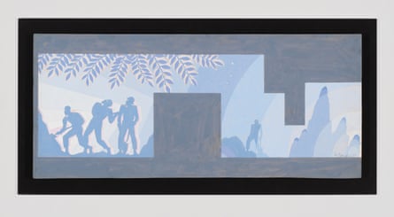 artwork in various shades of blue