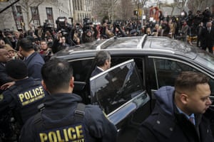 Michael Cohen, Donald Trump’s former personal attorney, leaves court in New York after being sentenced to three years in prison. Cohen pleaded guilty to multiple counts of tax evasion, a campaign finance violation and lying to Congress.