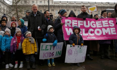 A protest against a clampdown on bringing unaccompanied child refugees to Britain from Europe