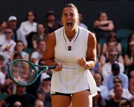 Aryna Sabalenka screams in frustration during her fourth-round defeat by Naomi Osaka.