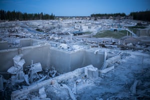 Aftermath of the 2016 wildfire in the suburb of Timberlea, Fort McMurray