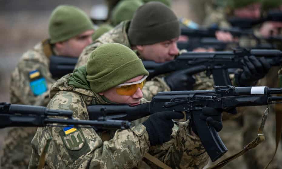 Ukrainian civilians are trained by the armed forces to join the Territorial Defense Force.
