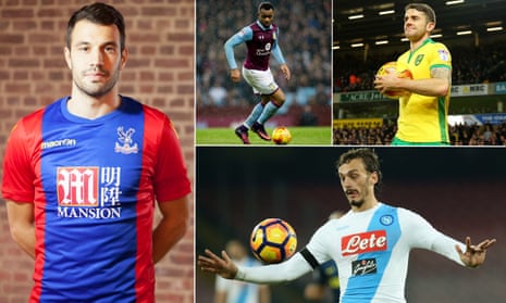 From clockwise: Crystal Palace’s new singing Luka Milivojevic; Jordan Ayew who has moved from Villa to Swansea; Robbie Brady, who has gone to Burnley; and new Southampton striker Manolo Gabbiadini.