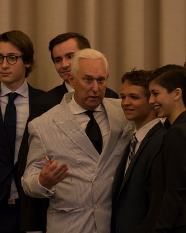 Roger Stone was in the crowd when Donald Trump introduced Mike Pence as his running mate.