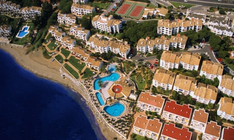 Spain Costa del Sol Holiday apartments between Marbella and Malaga Aerial
