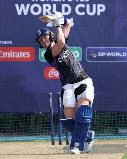 Captain Heather Knight training in the UAE in preparation for England’s T20 World Cup warm-up match on Sunday against Australia.