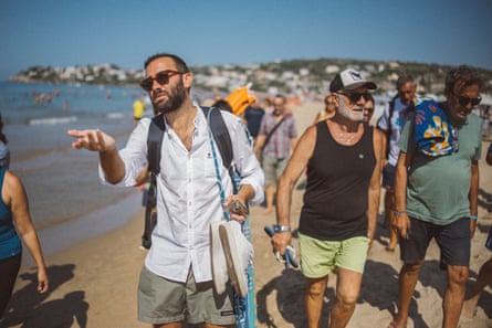 Members of the Mare Libero during their peaceful protest on a private beach in Gaeta.