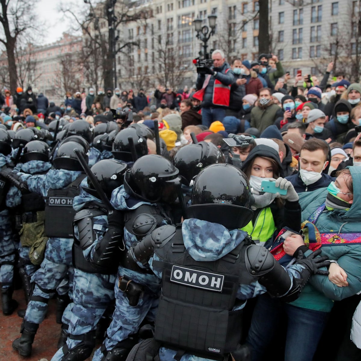Image result for image of Russian President Putin's critic Navalny sentenced to three years in prison, a sign of violence