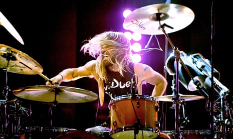 Taylor Hawkins of Foo Fighters performing in Burbank, California, in 2021.