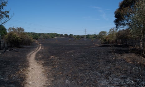 Firefighters from the Buckinghamshire Fire and Rescue Service were back today extinguishing smouldering hotspots at the scene of a huge field fire in Hedgerley, Buckinghamshire.