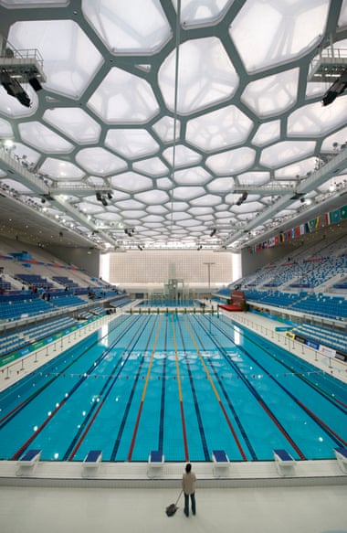 Bubble-wrapped … inside the National Aquatics Centre.