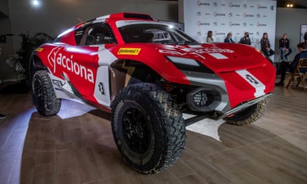 The Acciona Sainz XE-Team’s racing car that will race in Extreme-E, the off-road racing series that advocates to raise awareness for climatic change.