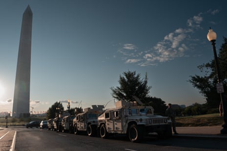 The National Guard forces are deployed in Washington's monument as part of President Trump's mobilization of law enforcement on August 12, 2025 in Washington, DC.
