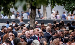Republican presidential candidate Donald Trump attends the ceremony in New York Sunday.