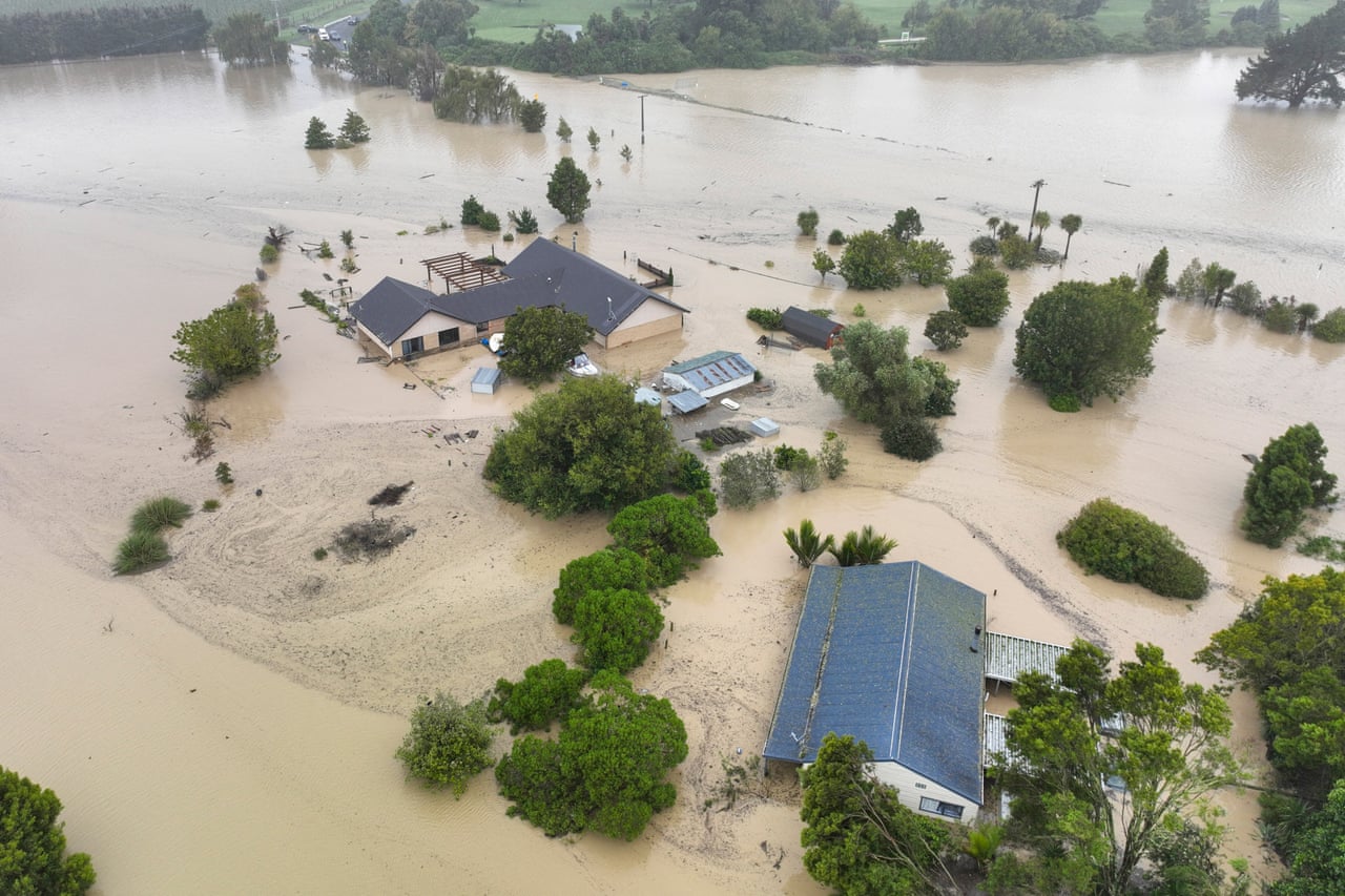 Flooding caused by Cyclone Gabrielle in Awatoto, near the city of Napier.