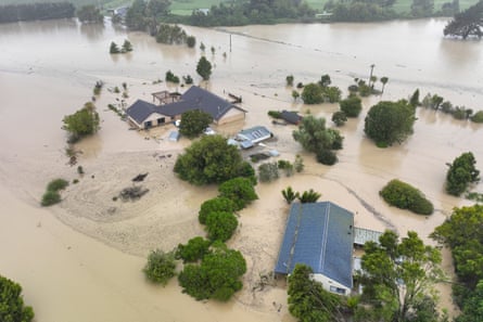 Flooding caused by Cyclone Gabrielle in Awatoto, near the city of Napier.