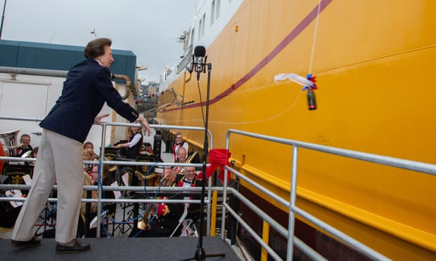 Princess Anne launches the Kirkella in 2019.