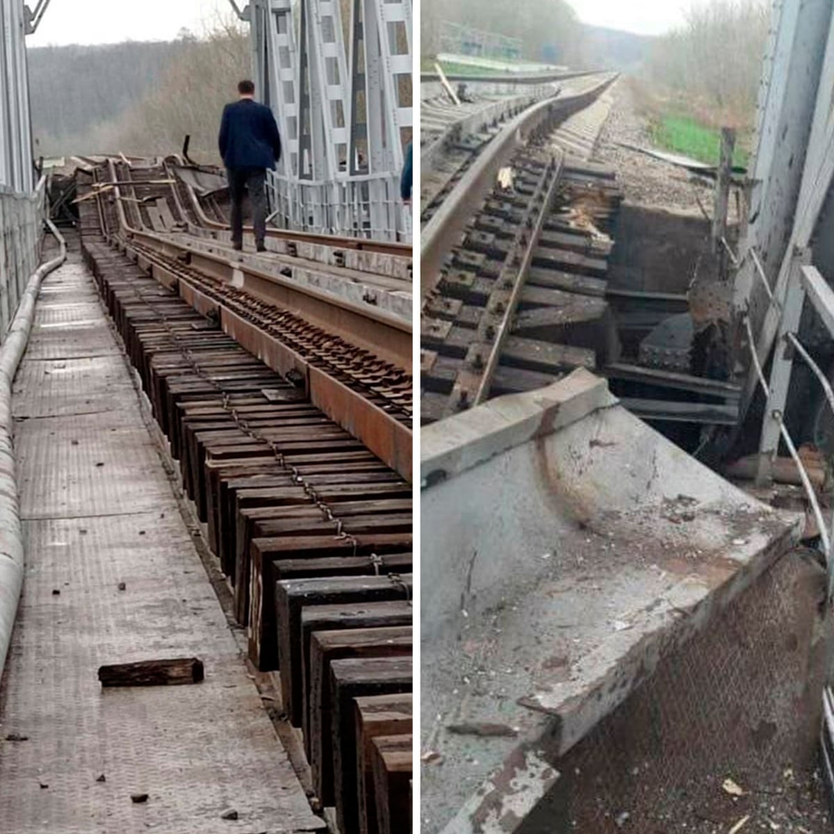 Key Russian railway bridge destroyed in Belgorod near border with Ukraine | Ukraine | The Guardian