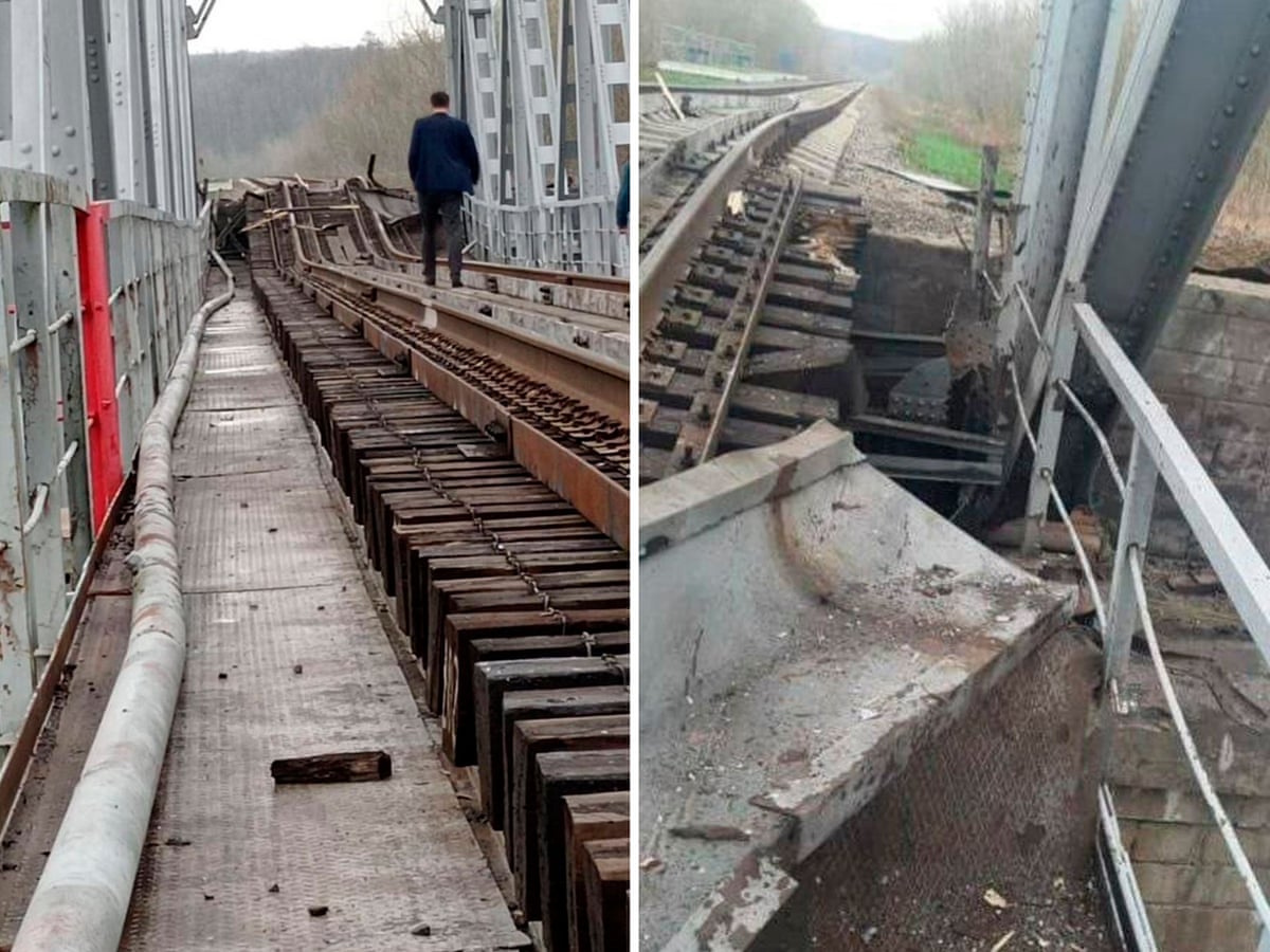 Key Russian railway bridge destroyed in Belgorod near border with Ukraine |  Ukraine | The Guardian
