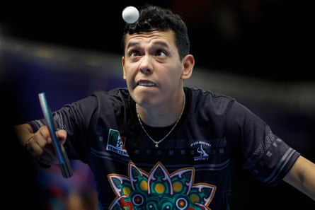 Dario Arce of Mexico during his loss to Jonathan Groth of Denmark