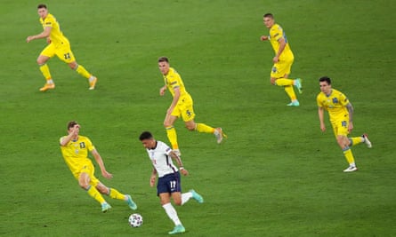 Jadon Sancho of England during the UEFA Euro 2020 Championship Quarter-final match between Ukraine and England.
