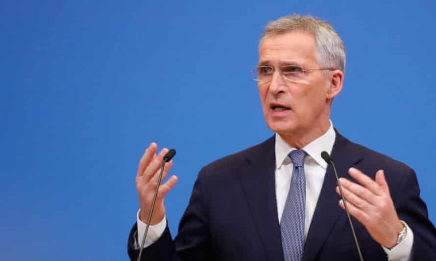 NATO Secretary General Jens Stoltenberg speaks during a pre-ministerial press conference at the Alliance headquarters in Brussels, Belgium, 15 March 2022.