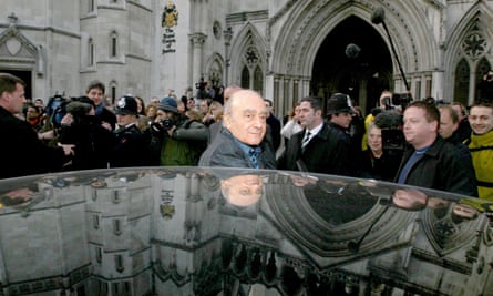 Mohamed Al Fayed leaves the High Court in London, after giving evidence at the inquest into the death of his son, Dodi, and Diana, Princess of Wales.