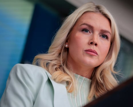 White House press secretary Karoline Leavitt takes questions during a news briefing at the White House on 25 March.