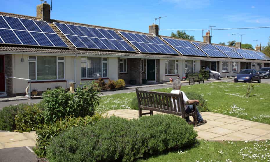 Solar panels on social housing in Somerset