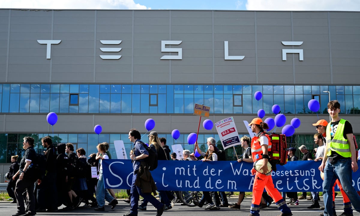 Protesters vow to keep up pressure on Tesla as it expands German gigafactory | Tesla | The Guardian