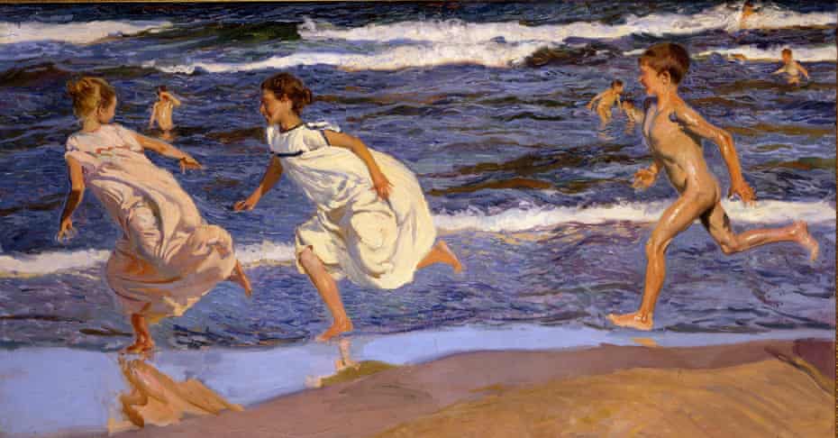Running Along the Beach, Valencia, 1908 by Joaquín Sorolla. 