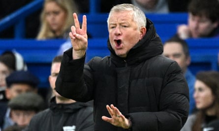 Sheffield United manager Chris Wilder shouts from the touchline.