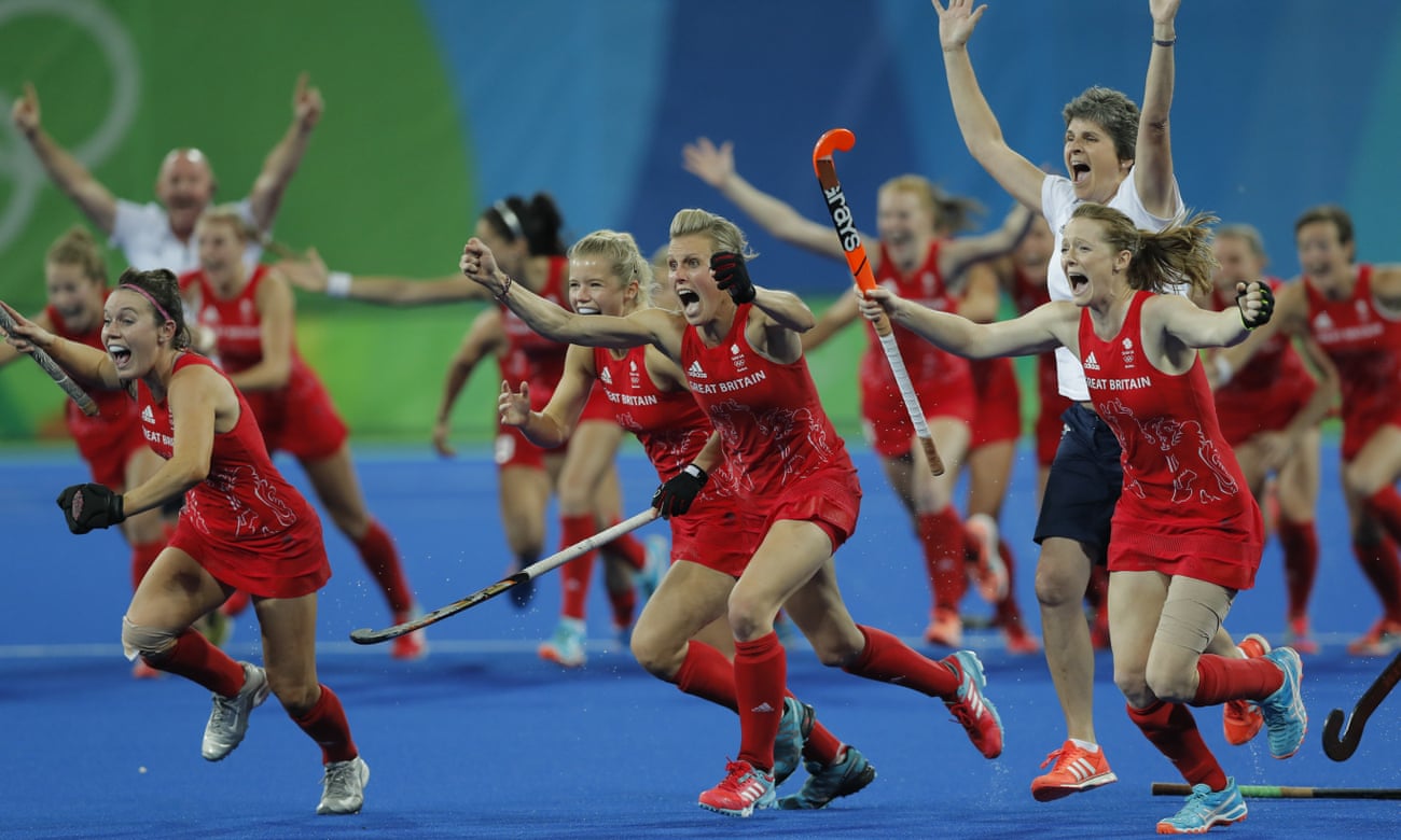 Team GB celebrate after winning gold in Rio following a gripping penalty shootout against the Netherlands – the final was watched by 10 million on BBC One.