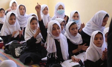 Girls in a classroom in Herat this week. Girls are now effectively barred from secondary education