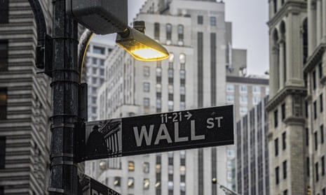 A Wall Street sign outside the New York Stock Exchange.