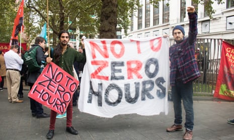 Protesters campaign against zero-hours contracts in London.