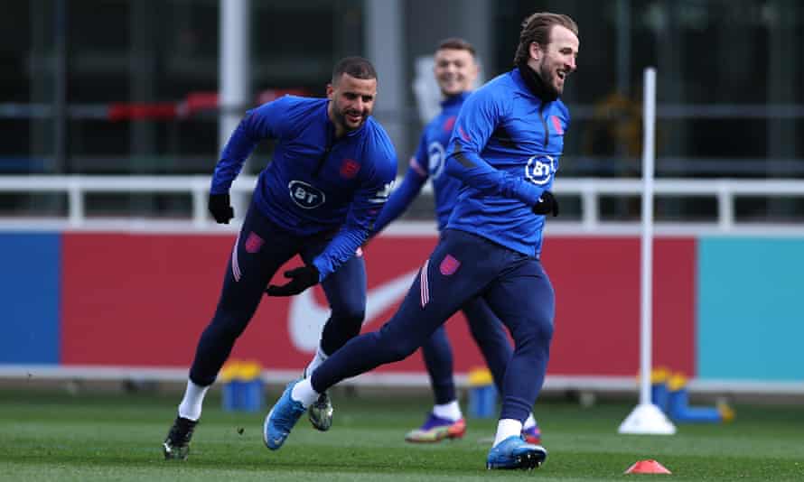 Kyle Walker and Harry Kane prepare for England’s World Cup qualifiers at St George’s Park.