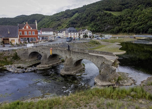 A flood damaged bridge over the Ahr river at the village of Rech in July 2022.
